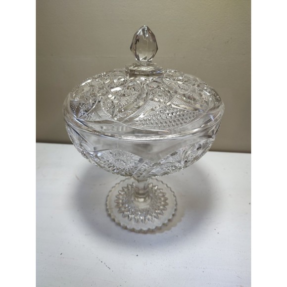 Vintage EAPG Lidded Candy Dish As Is Large 2 Piece Elegant - Picture 13 of 16